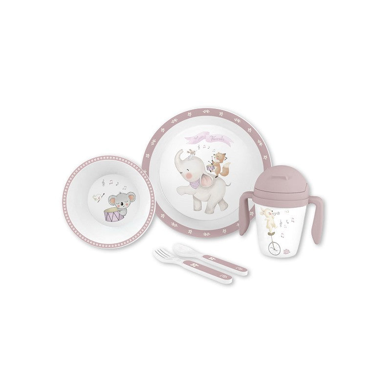 INTERBABY | SET VAJILLA JUNGLA AZUL 5 PCS | SET VAJILLA MUSIC