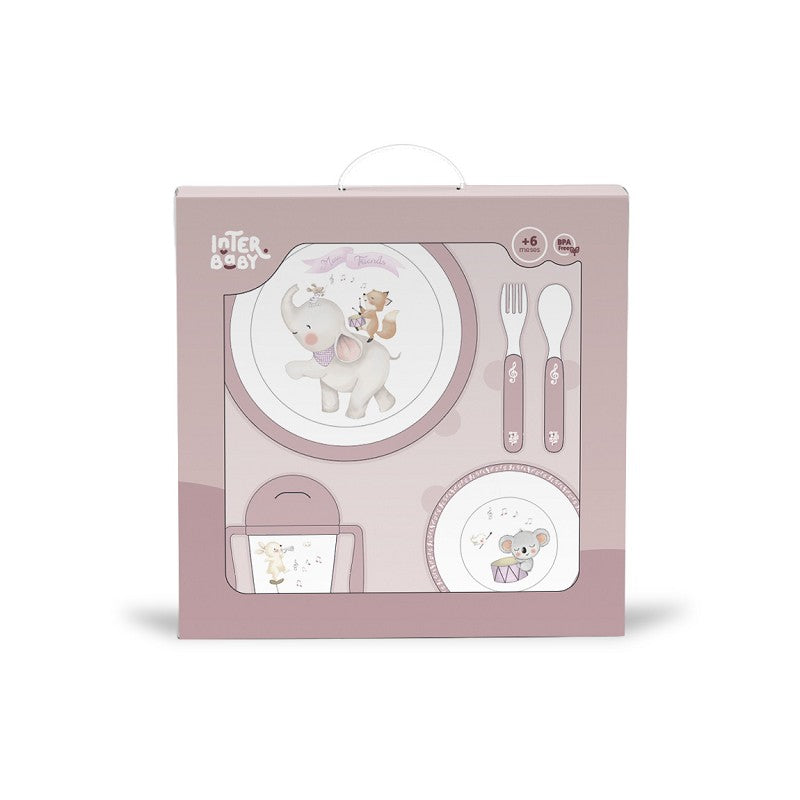 INTERBABY | SET VAJILLA JUNGLA AZUL 5 PCS | SET VAJILLA MUSIC