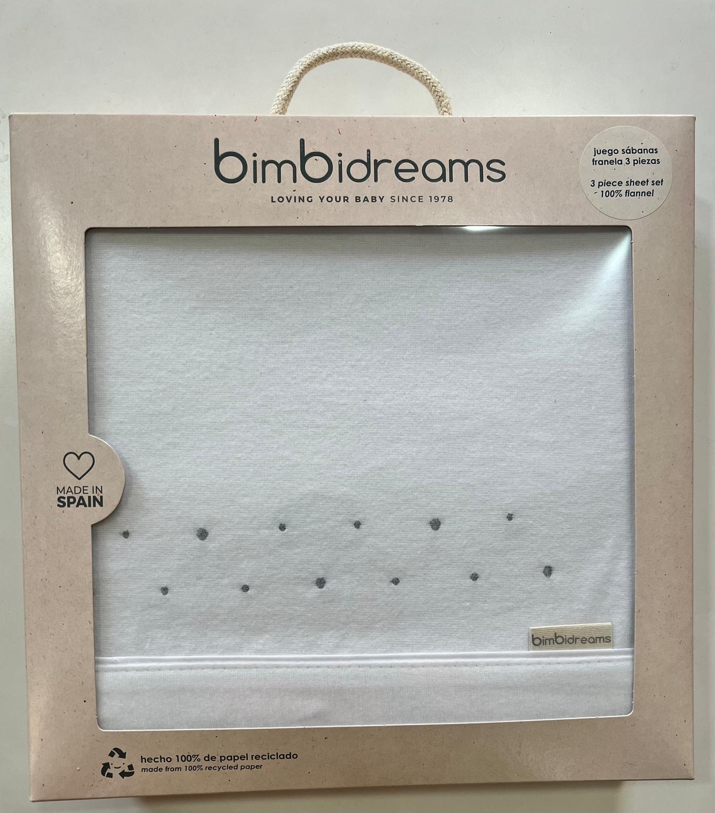 BimBidreams | juego sabanas 60x120 para cuna | de franela 3 piezas | alta calidad | B/ gris