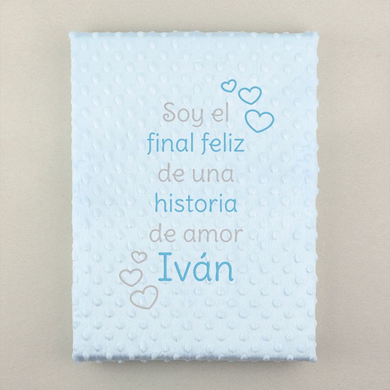 Manta Cuento con tu propia frase azul
