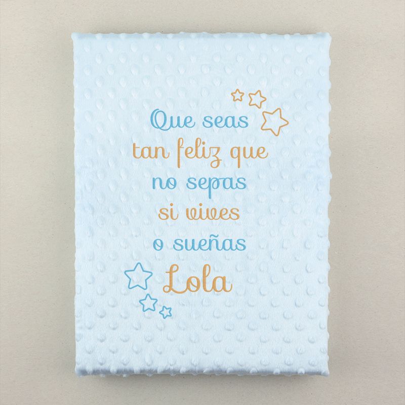 Manta Cuento con tu propia frase azul