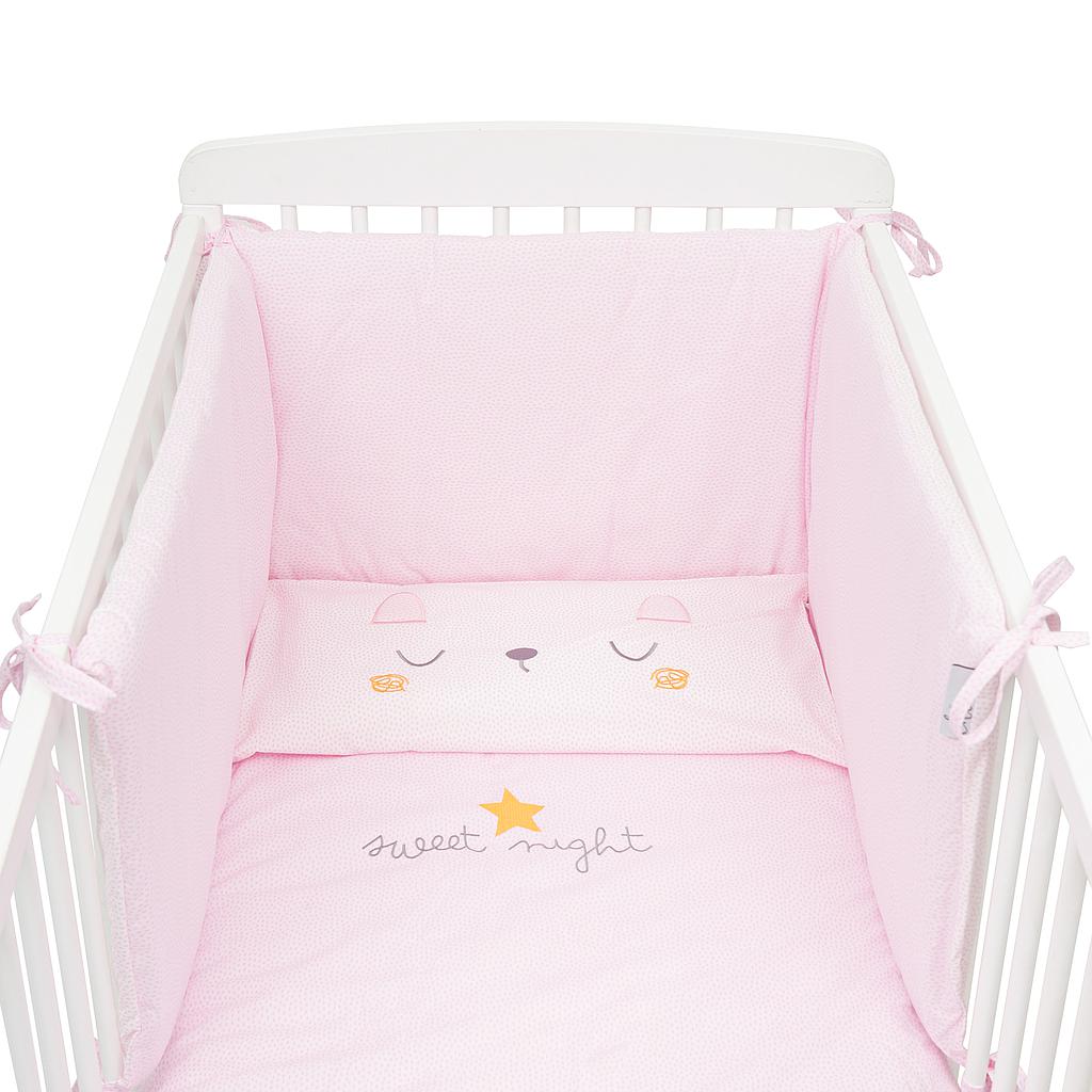 Chic Bimbichic | Protector cuna | color blanco y rosa | Chichonera