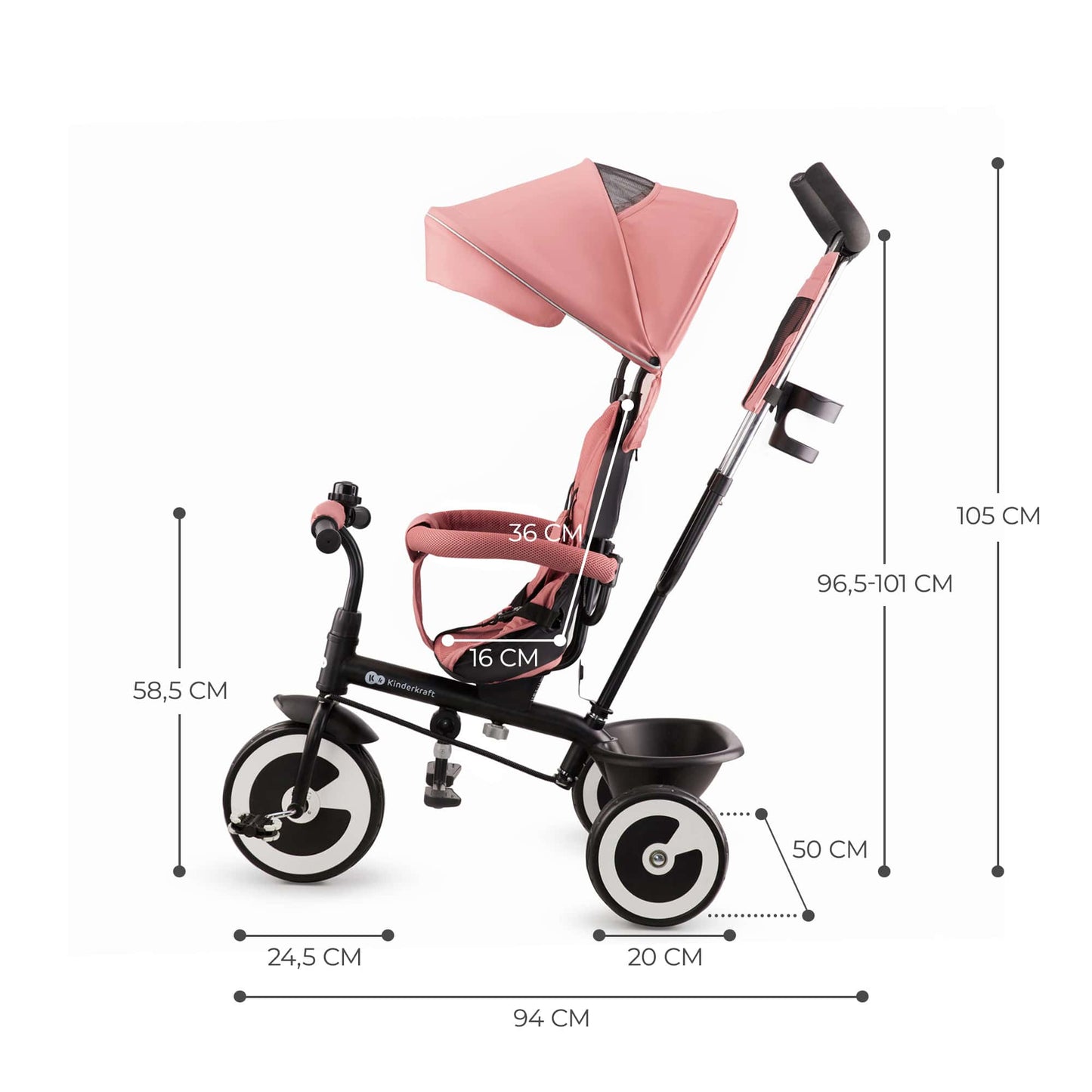 Kinderkraft ASTON | Triciclo con manillar para padres