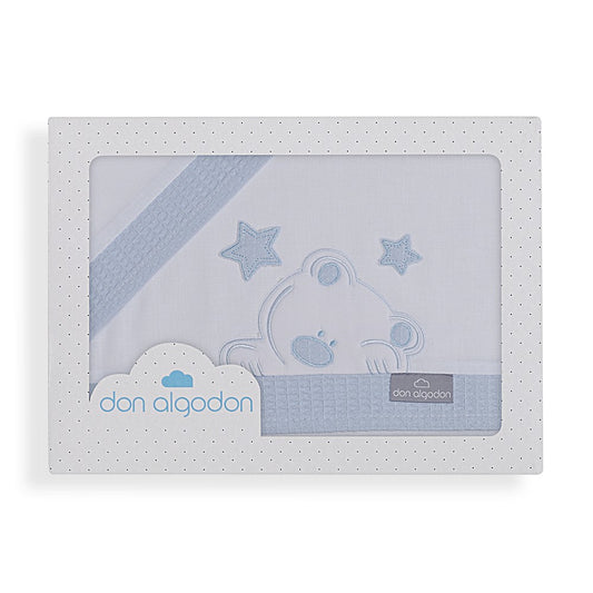 DON ALGODÓN | TRIPTICO MINICUNA TELA 100% ALG. VIGGO BLANCO-AZUL